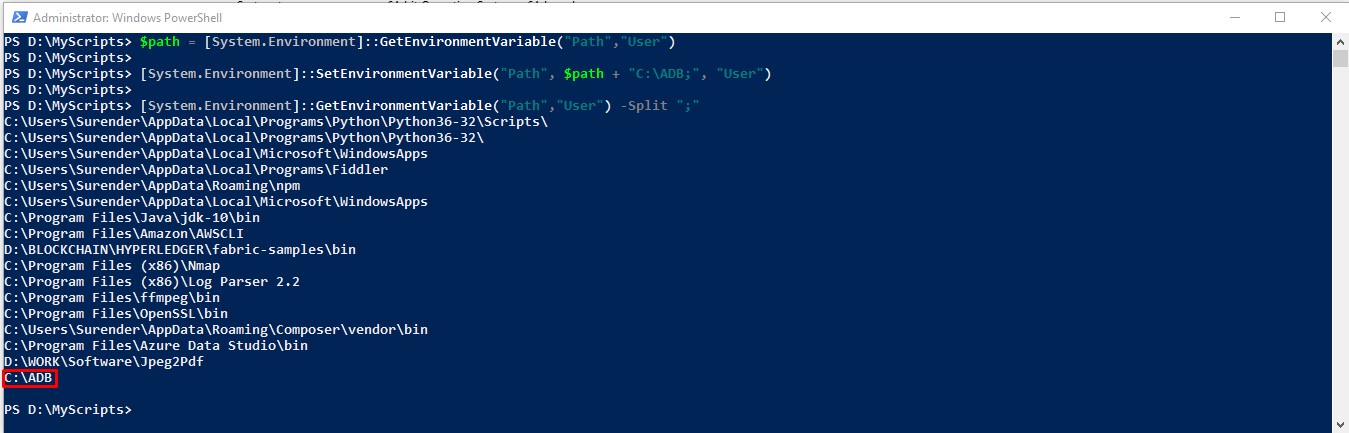 Manage Environment Variables Using PowerShell